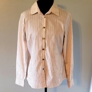 Alex Marie Khaki, White and Black Striped Blouse